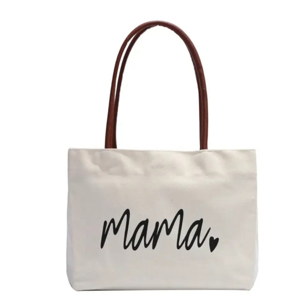 Mama Canvas Tote - Beige